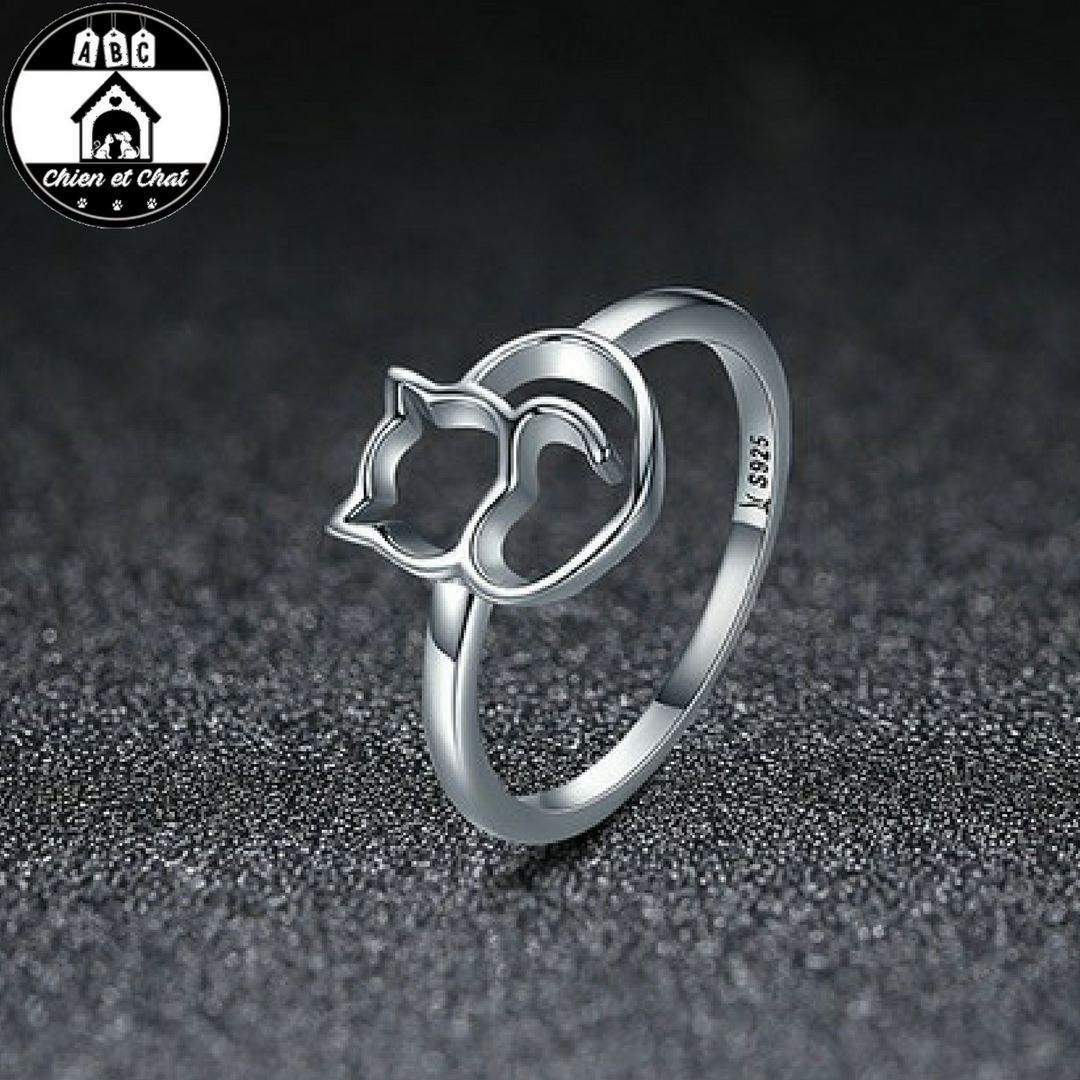 Bague argent chat outlet
