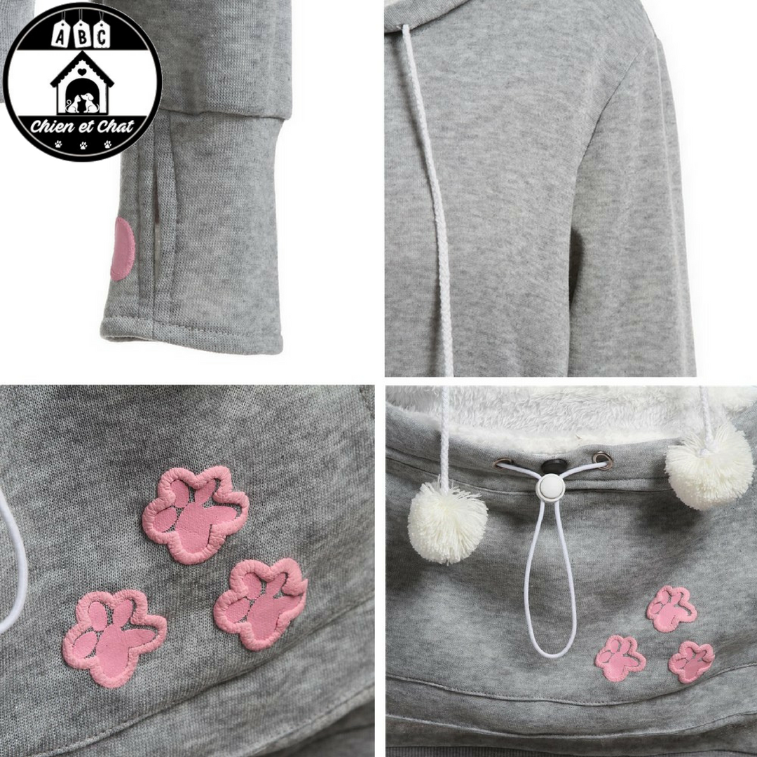Sweat a capuche Chat avec poche kangourou Livraison Gratuite ABC Chien et Chat