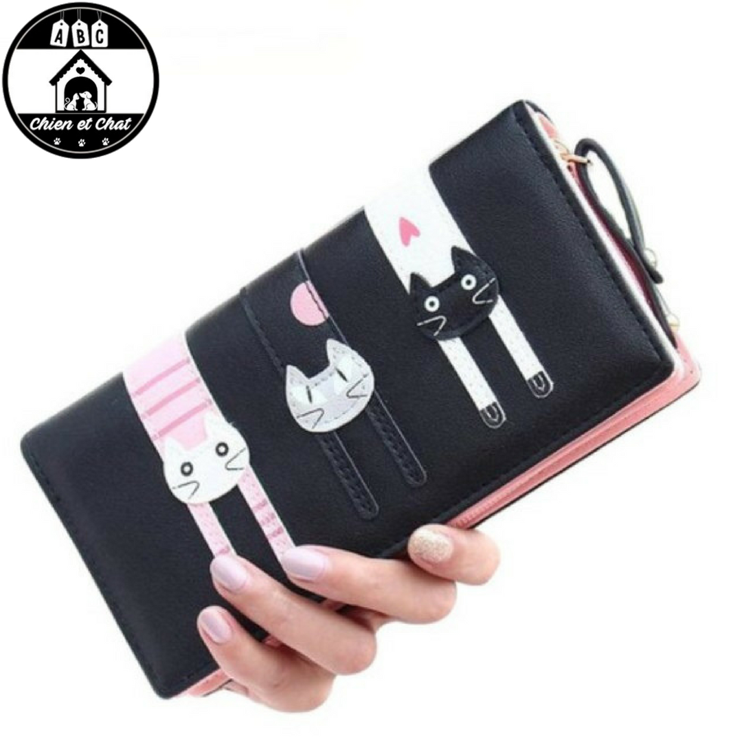 Portefeuille Chat Mignon Oyccen - Petit Porte-Cartes En PU Cuir Avec Fermeture Éclair - Idéal Cadeau Femme