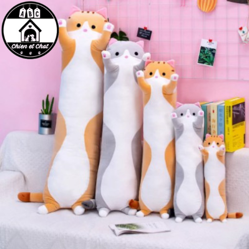 Coussin Pudding Chat HXPLN - Peluche Amovible Avec 8 Chatons - Décoration Kawaii Et Cadeau Enfant